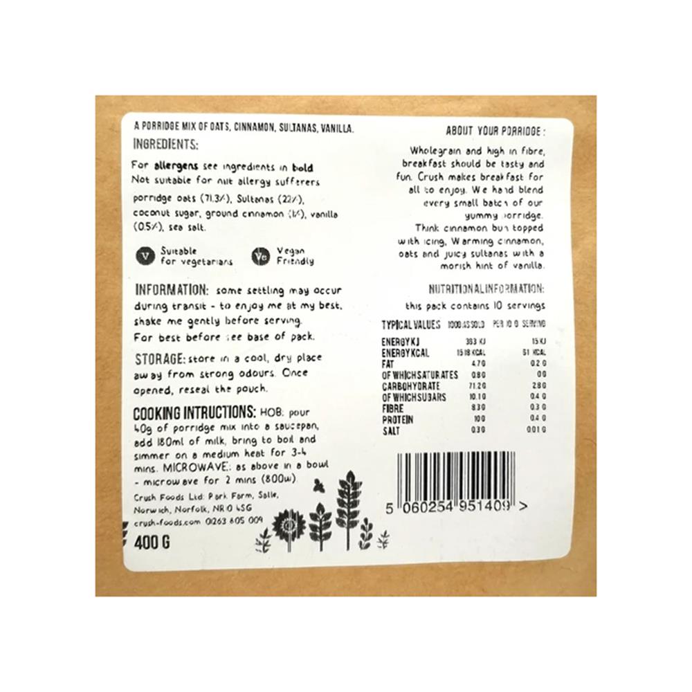 Crush Cinnamon Bun Porridge 400g